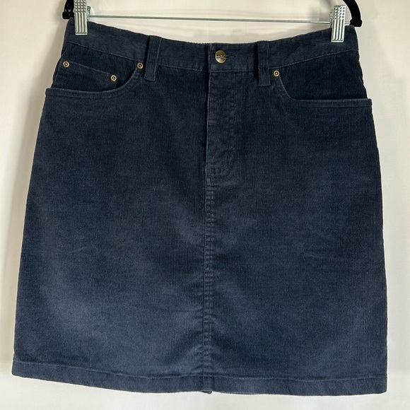 L.L. Bean Navy Blue Corduroy Skirt Size 10 Petite - Picture 8 of 9